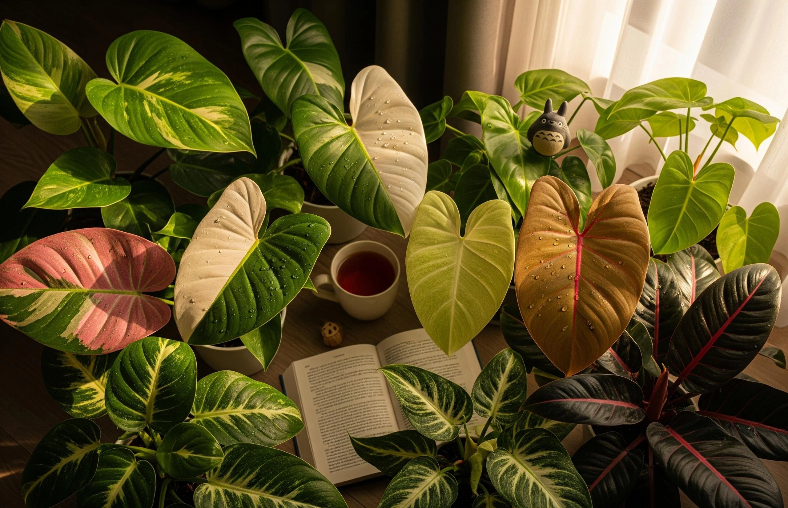 Latar belakang tanaman philodendron hijau